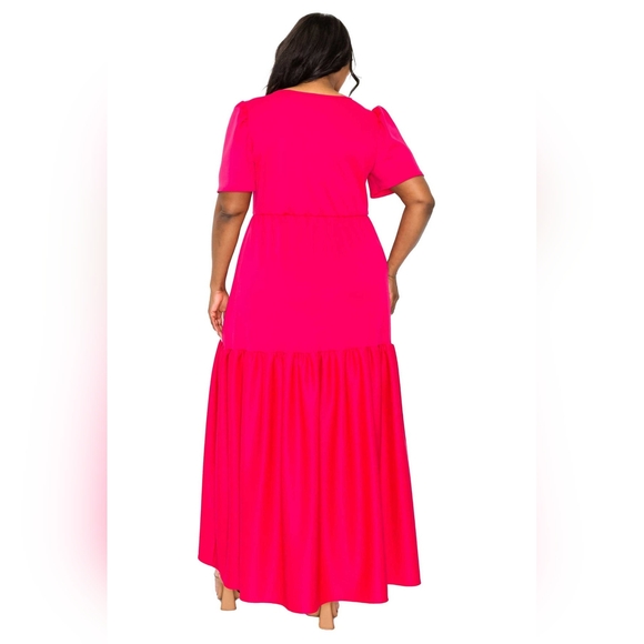 NEW NWOT LIVD Apparel Plus Size Joli Surplice Neck Dress Color Fuchsia Size 3X - Picture 4 of 6